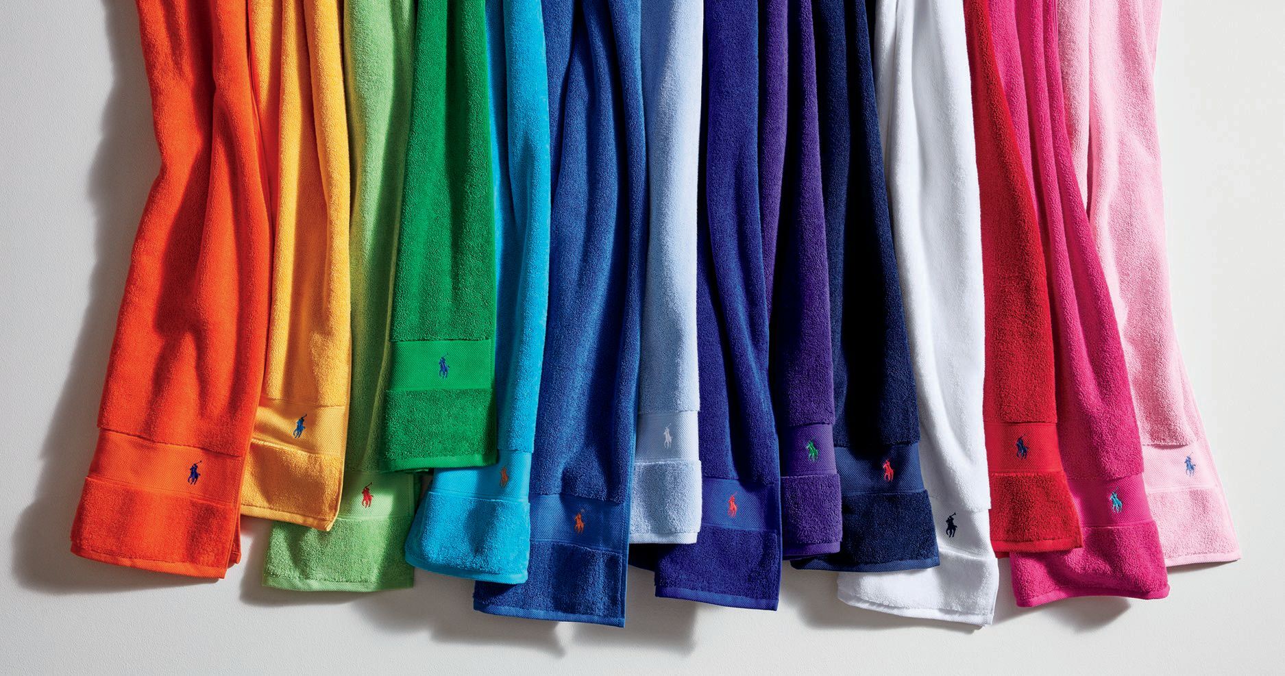 The Ralph Lauren Polo Towel Collection is available in 24 hues, embroidered with the signature Polo Pony. PHOTO COURTESY OF BRAND