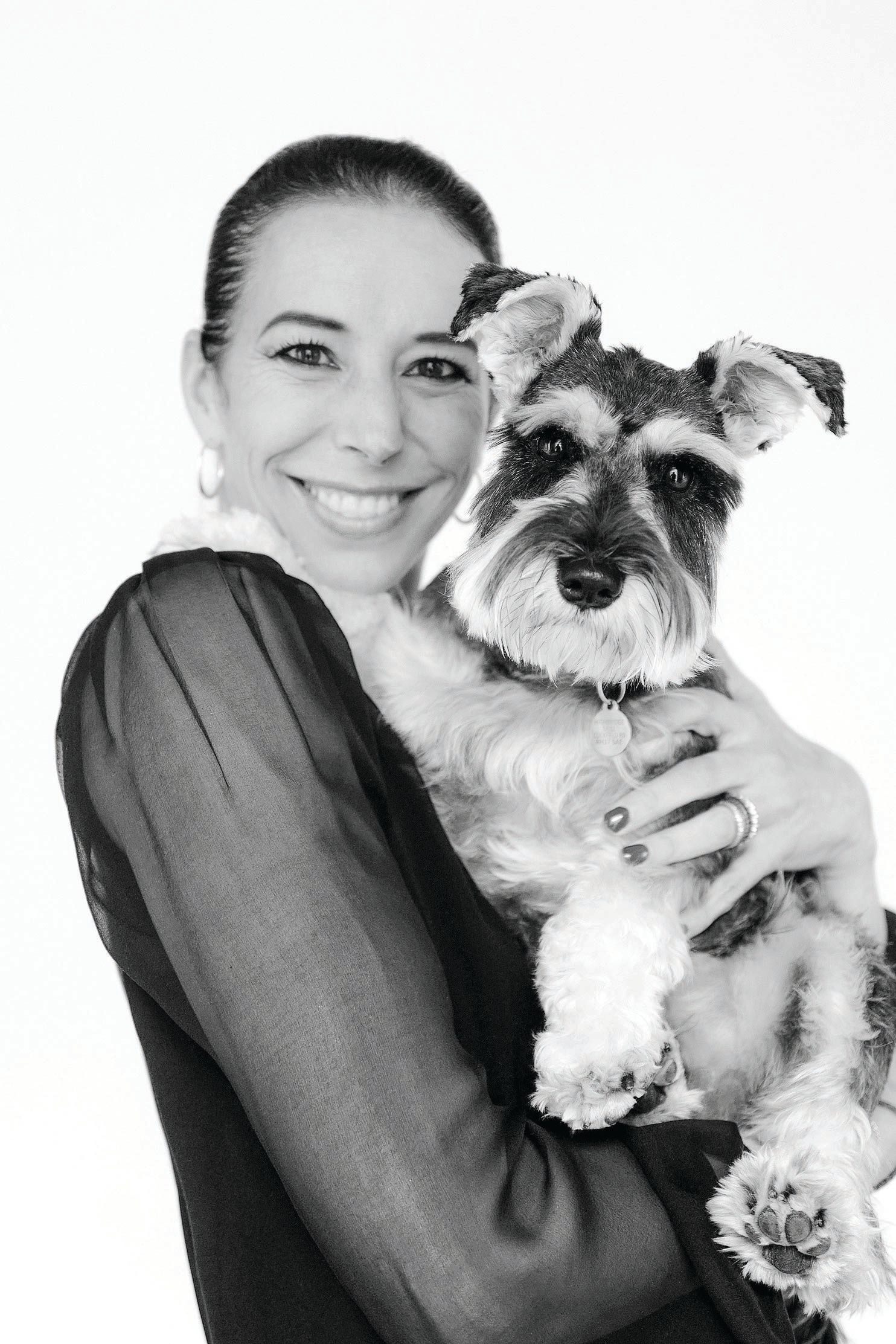 Manolo Blahnik CEO Kristina Blahnik with her precious pup, Poppins. PORTRAIT BY DARREN GERRISH