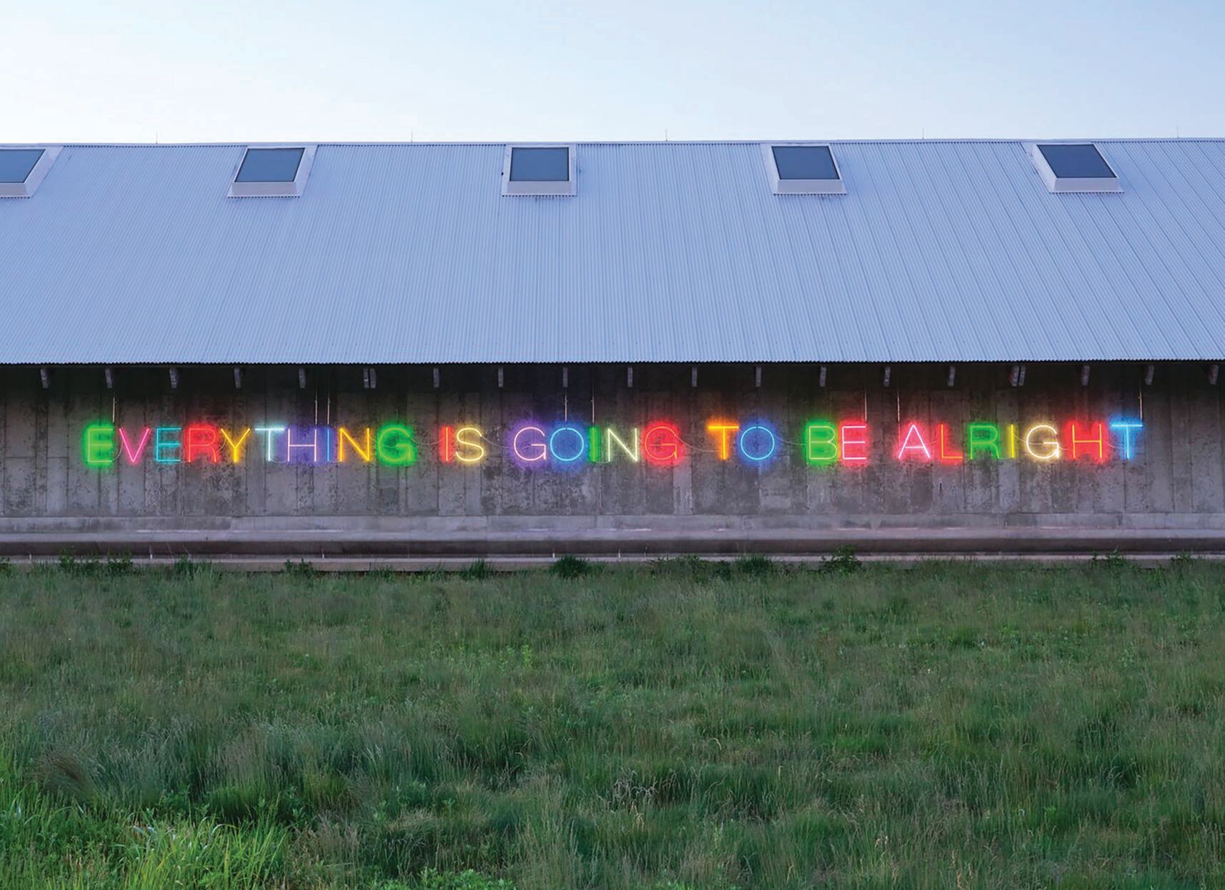 Installation view of Martin Creed, “Work No. 221, EVERYTHING IS GOING TO BE ALRIGHT” (2015) PHOTO: BY THOMAS BARRATT/COURTESY OF THE ARTIST AND HAUSER & WIRTH