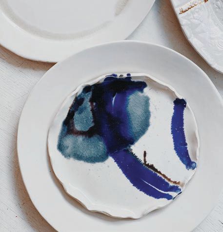 A porcelain and crushed glass salad and dinner plate. PHOTO COURTESY OF BRAND