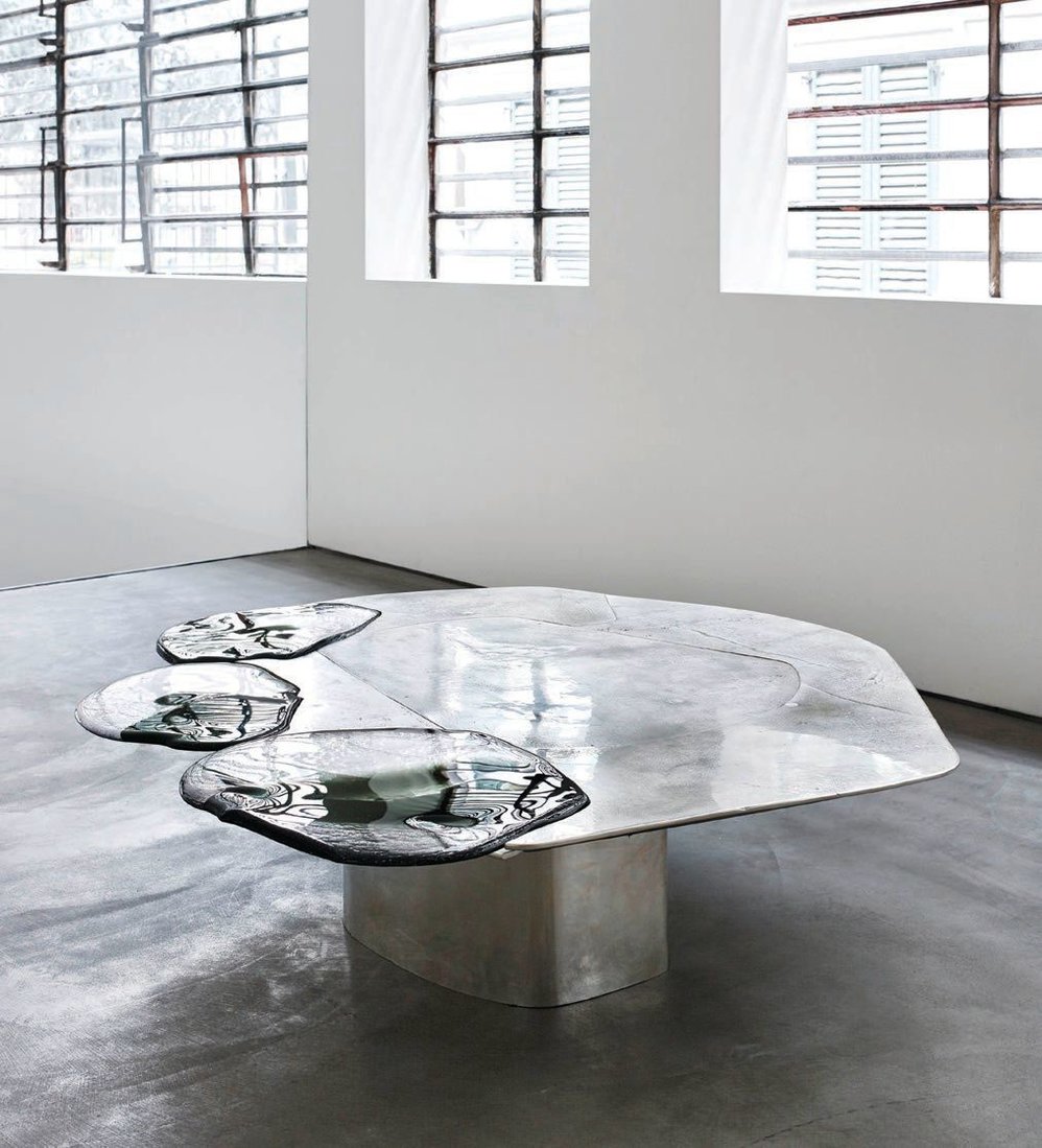 “I love the mix of metals and textures... Indestructibly chic.” Vincenzo de Cotiis DC 1716/2017 coffee table, Carpenters Workshop Gallery, carpentersworkshopgallery.com PHOTO COURTESY OF BRANDS