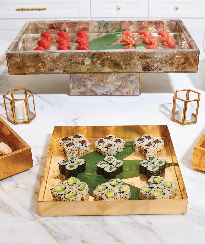 Nigiri and maki trays with vegetarian options PHOTO COURTESY OF TEN HOMAKASE